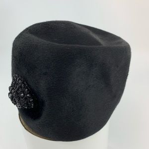 Vintage Black Hat with Embellishment